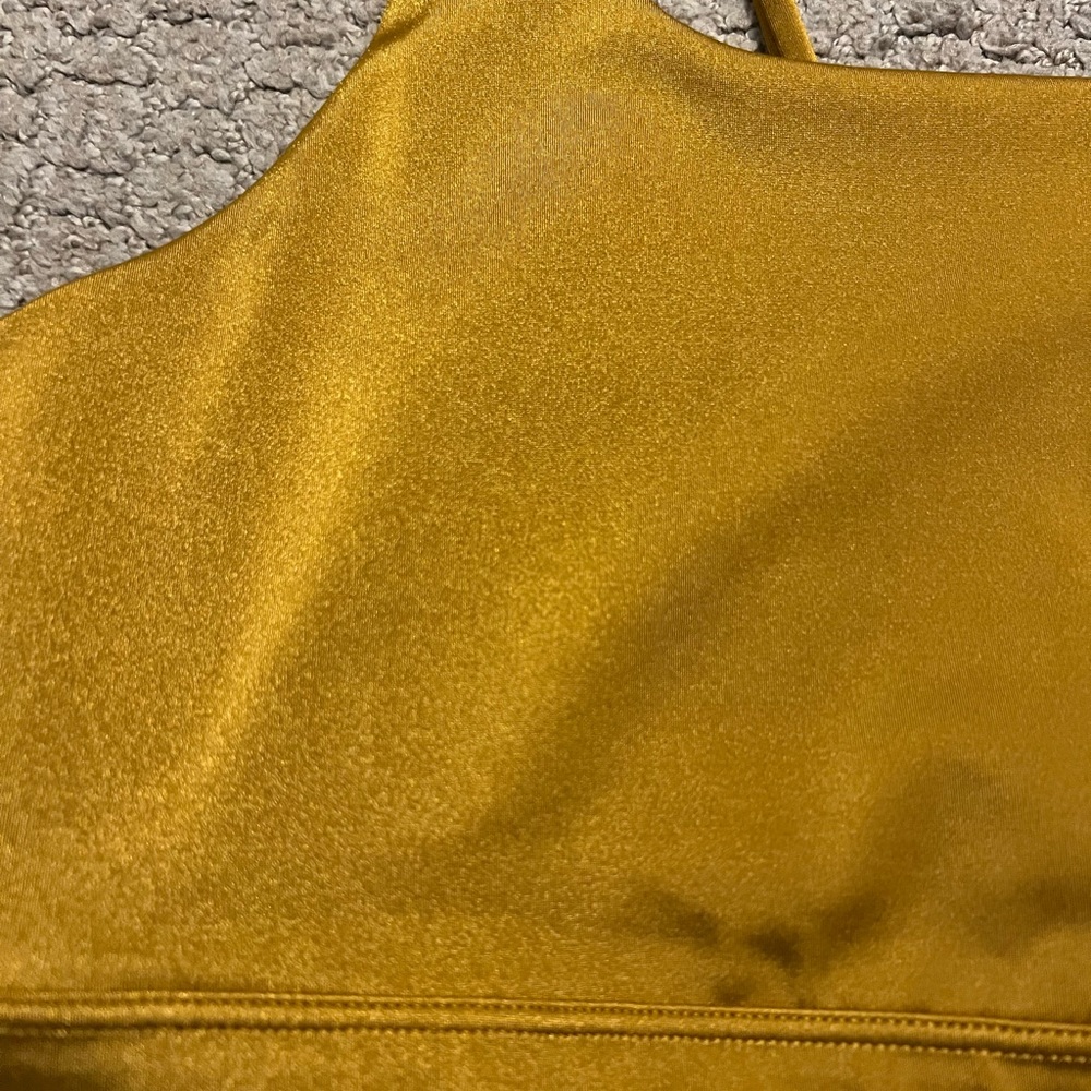 Athleta Women’s Exhale Bra Gold Metallic - Picture 3 of 4